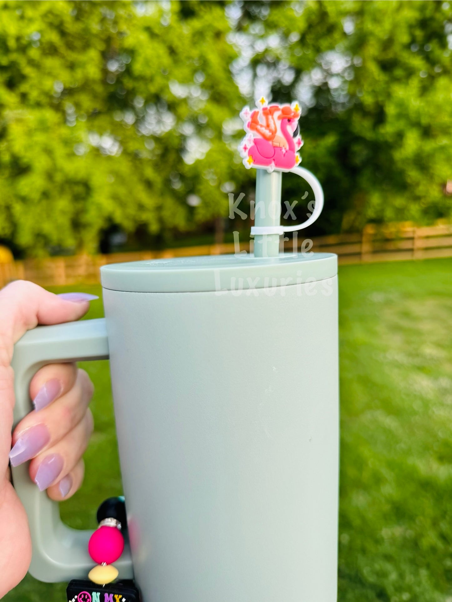 Cowgirl Boot Flamingo Straw Topper