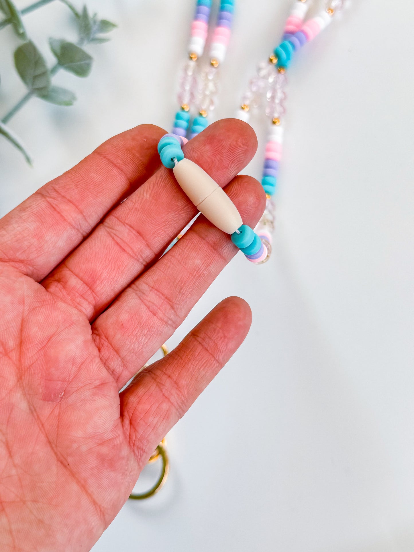 Cotton Candy Skies Beaded Lanyard