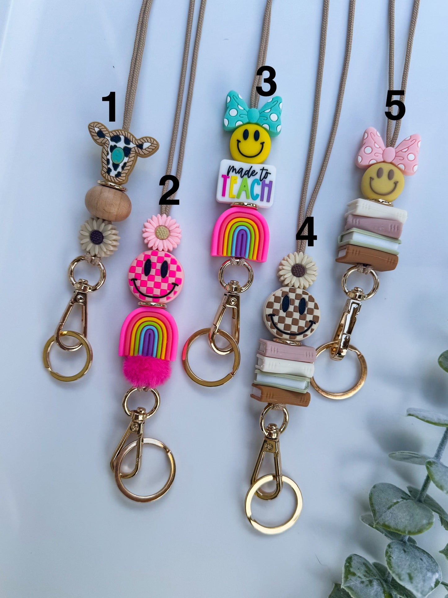 Teacher Lanyard, Checkered Lanyard, Boho Stack Lanyard
