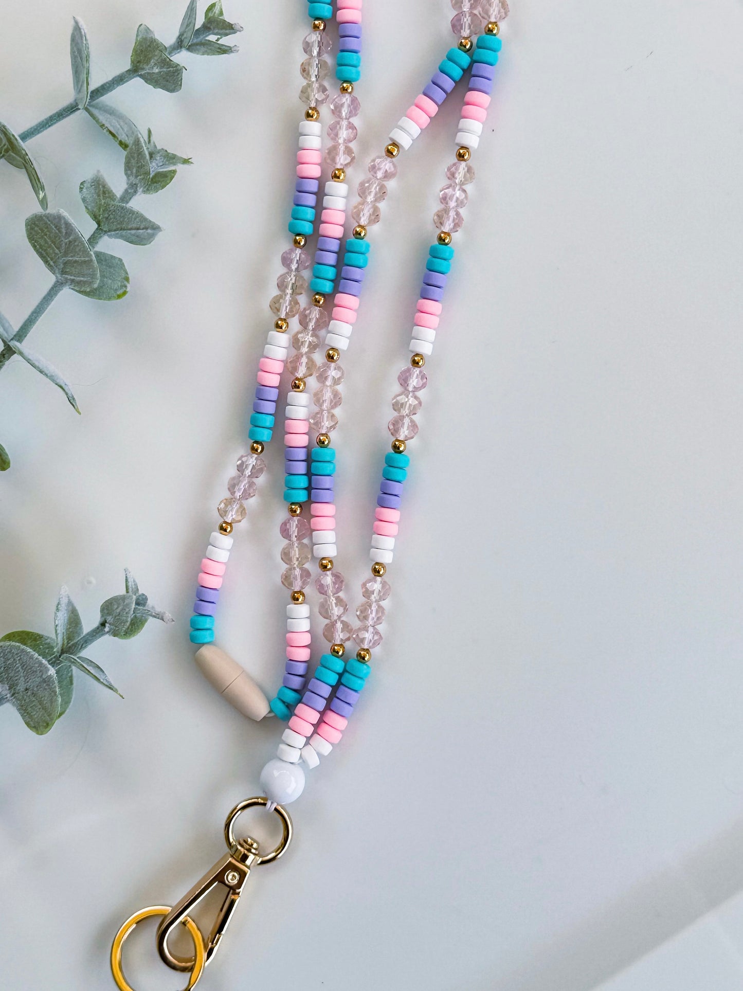 Cotton Candy Skies Beaded Lanyard