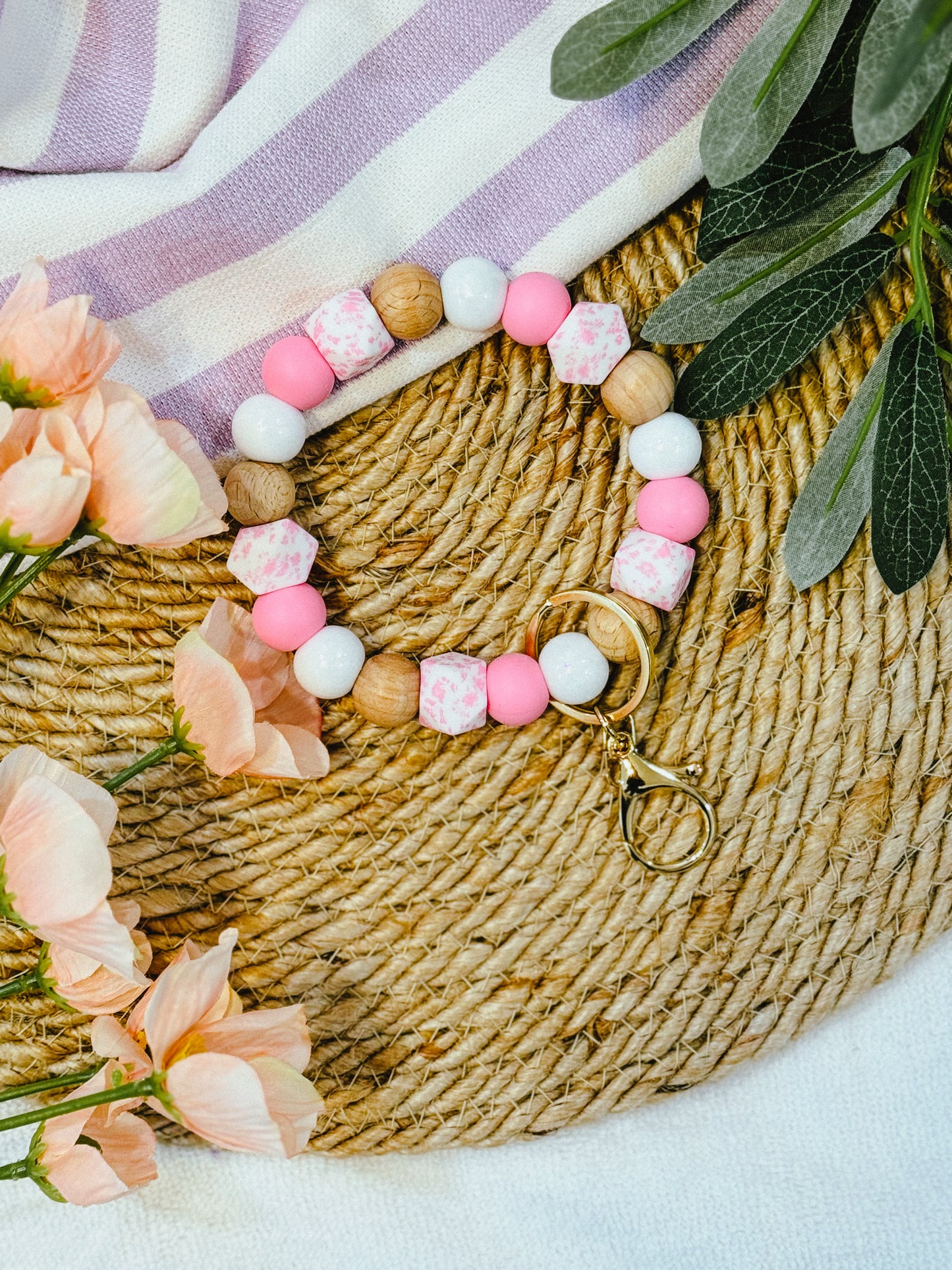 Boho Pink Floral Wristlet