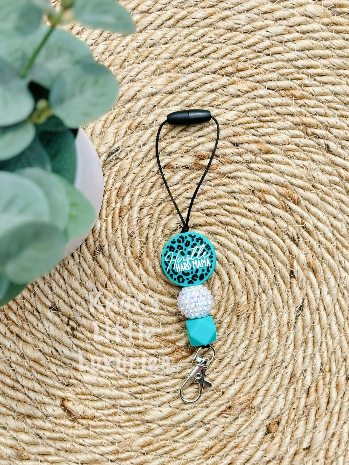 Hustle Hard MAMA Freshie Hanger | TEAL & WHITE