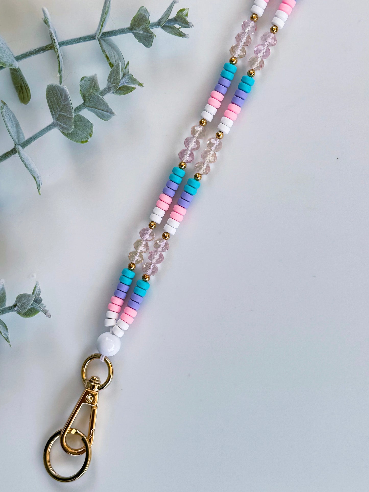 Cotton Candy Skies Beaded Lanyard