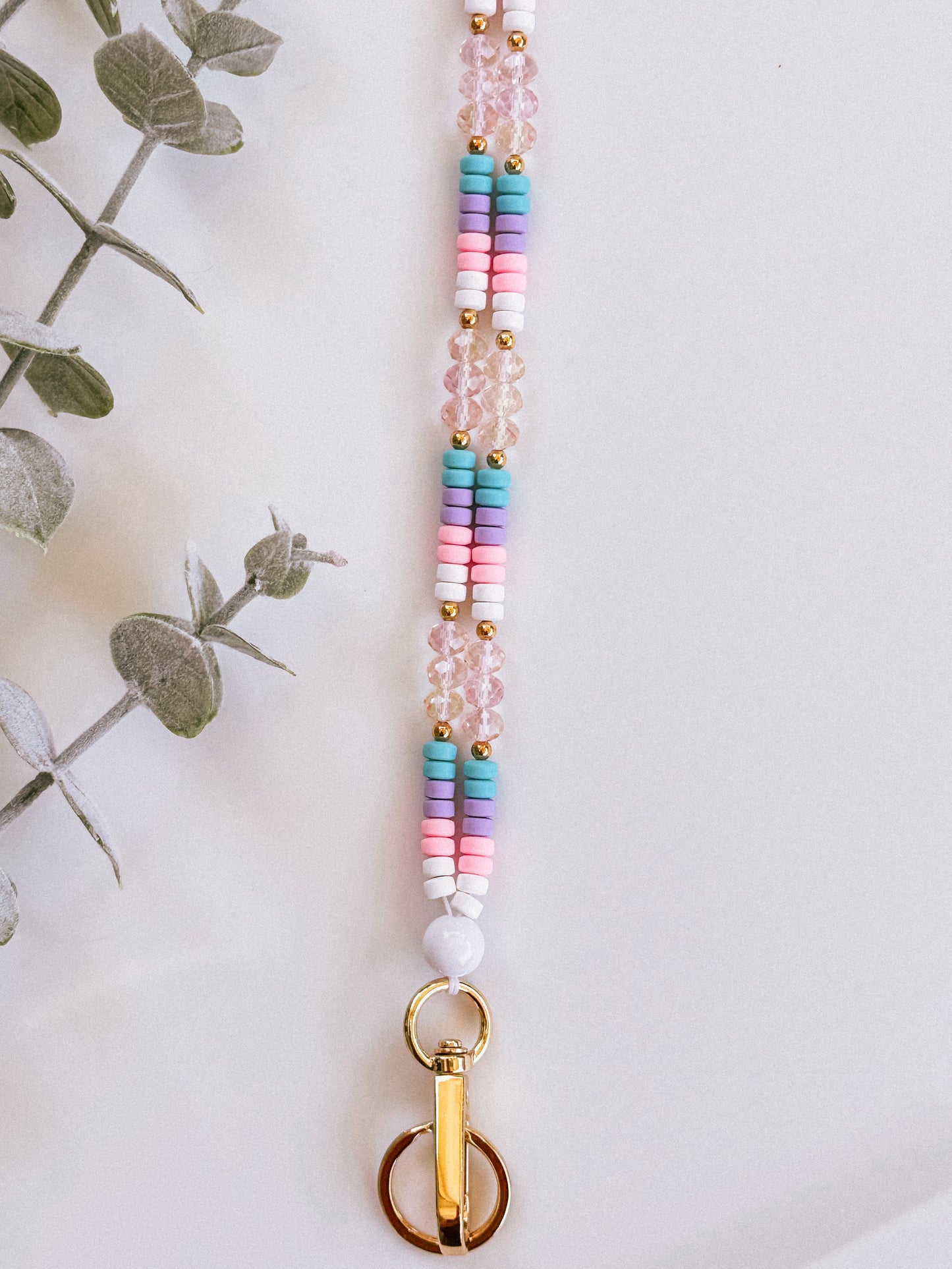 Cotton Candy Skies Beaded Lanyard