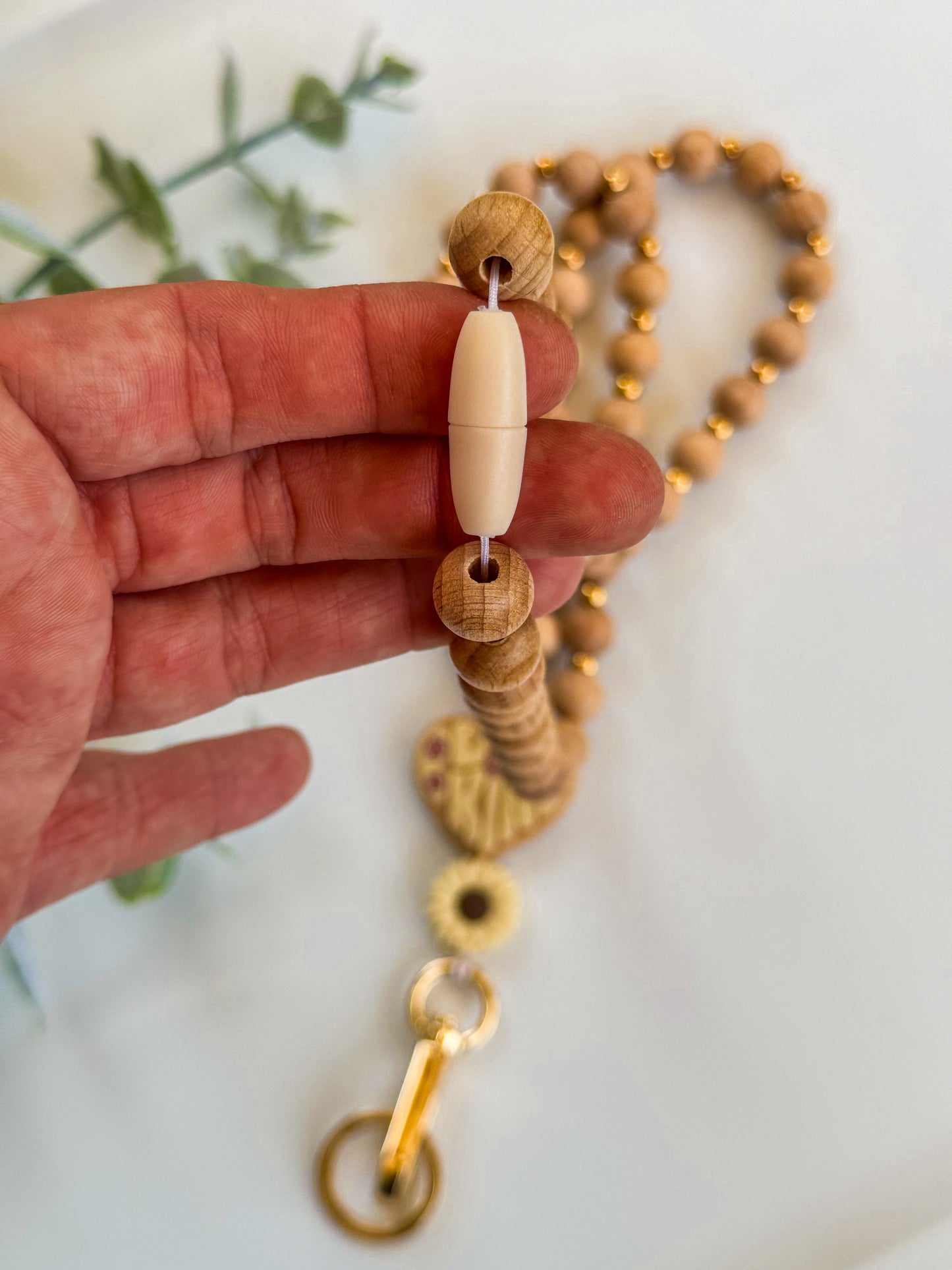 Be Kind Boho Chunky Wood Bead Lanyard