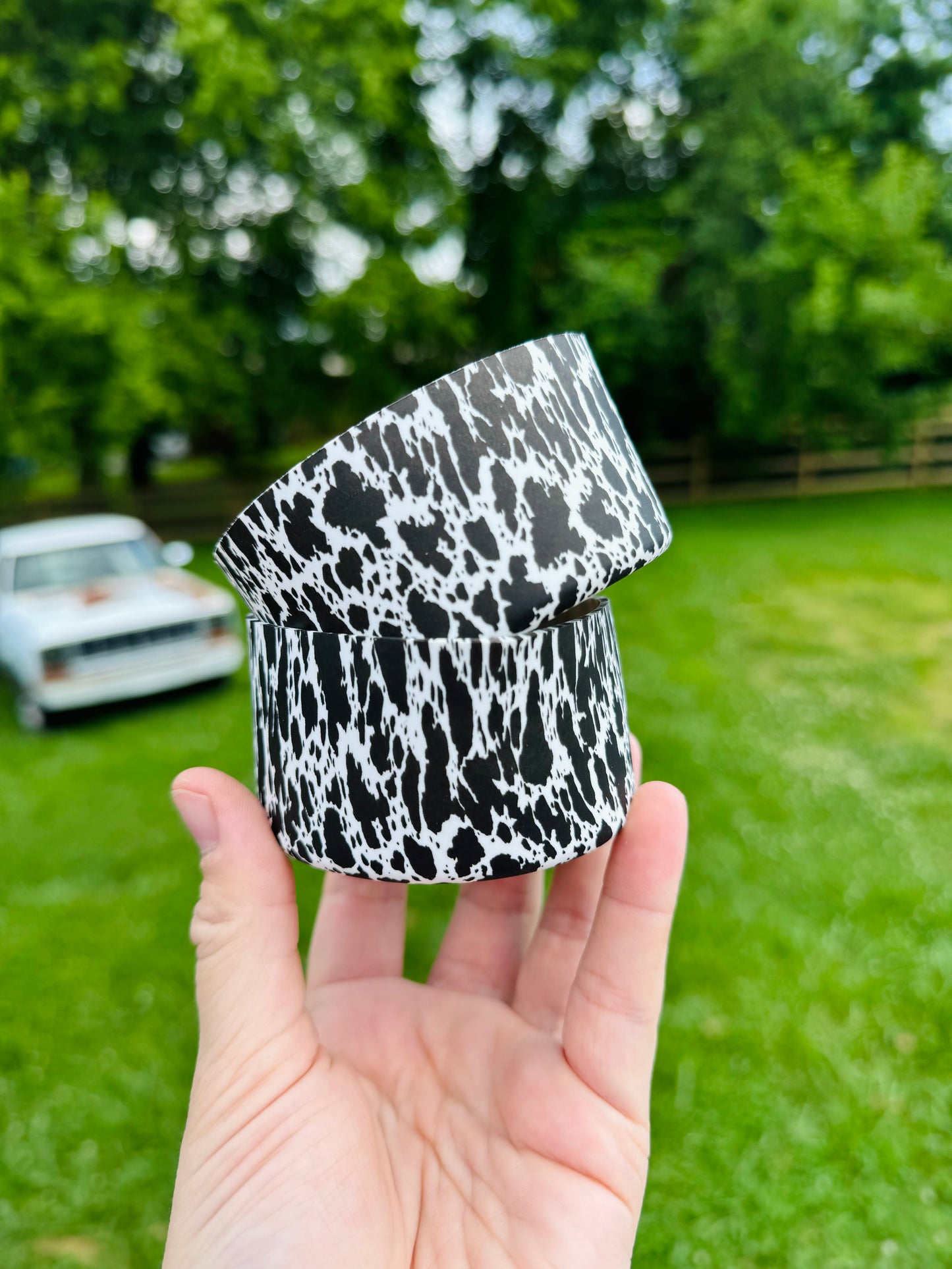 Black & White Cow Print Tumbler Boot