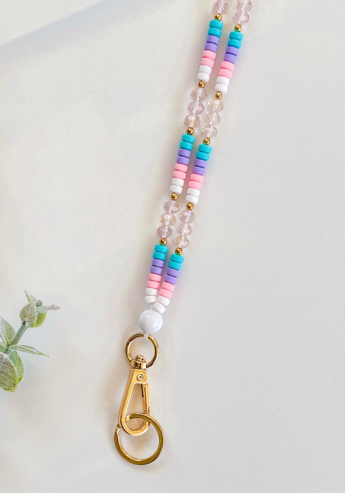 Cotton Candy Skies Beaded Lanyard