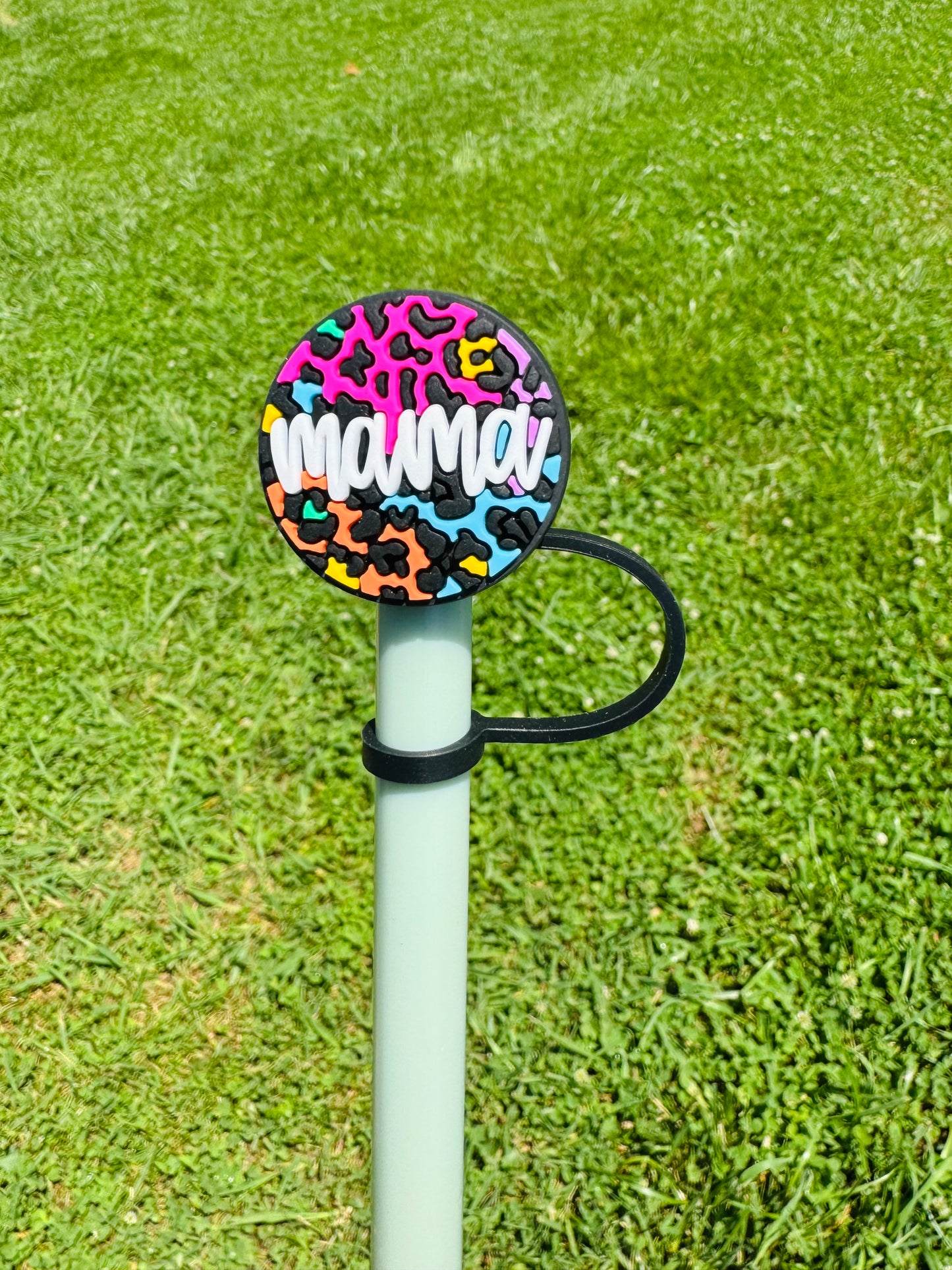 Rainbow Leopard MAMA Straw Topper