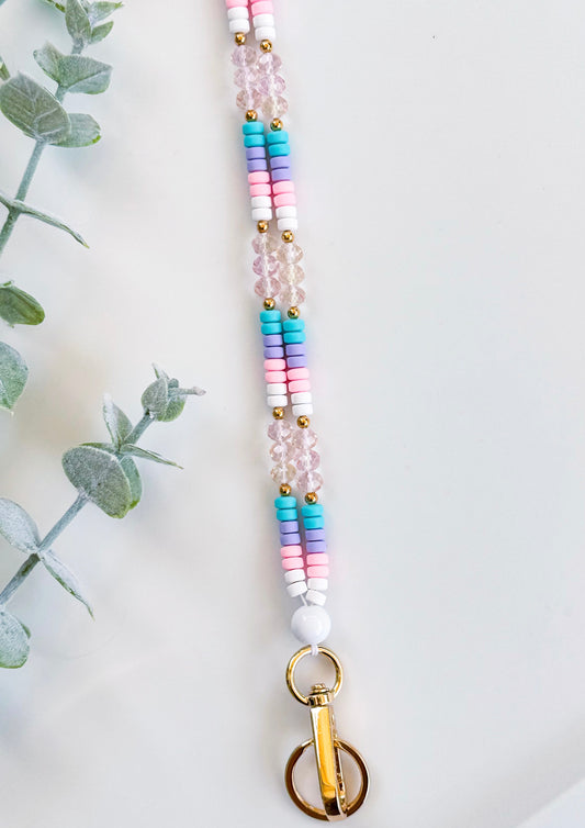 Cotton Candy Skies Beaded Lanyard